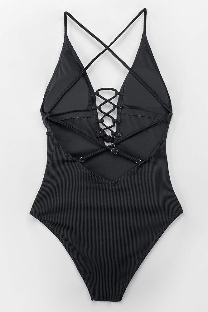 CUPSHE Women's One Piece Swimsuit Backless Tie V Neck